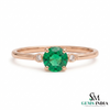 Elegant Round Emerald and Diamond Ring - Classic Emerald Engagement Ring