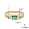 Men’s Emerald Cut Green Emerald and Diamond Ring in 14K Yellow Gold - Fine Jewelry Gift