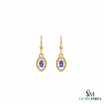 Oval Tanzanite Drop Earrings With Diamond Accent – Elegant 14K Gold Fine Jewelry