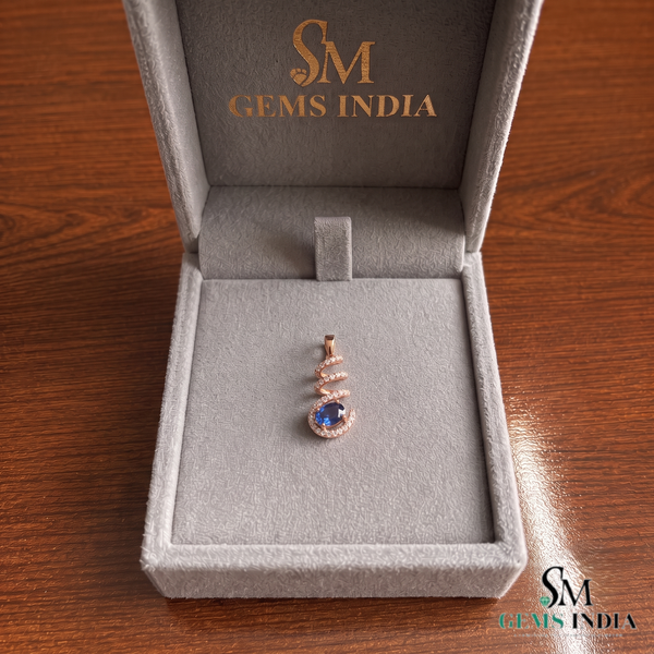 Oval Tanzanite Spiral Pendant With Diamond Accents – Gift For Her