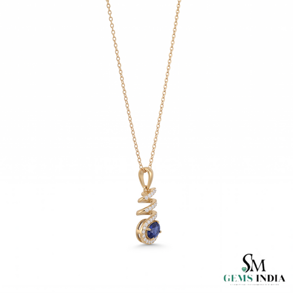 Oval Tanzanite Spiral Pendant With Diamond Accents – Gift For Her