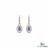 Oval Tanzanite Drop Earrings With Diamond Accent – Elegant 14K Gold Fine Jewelry