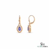 Oval Tanzanite Drop Earrings With Diamond Accent – Elegant 14K Gold Fine Jewelry