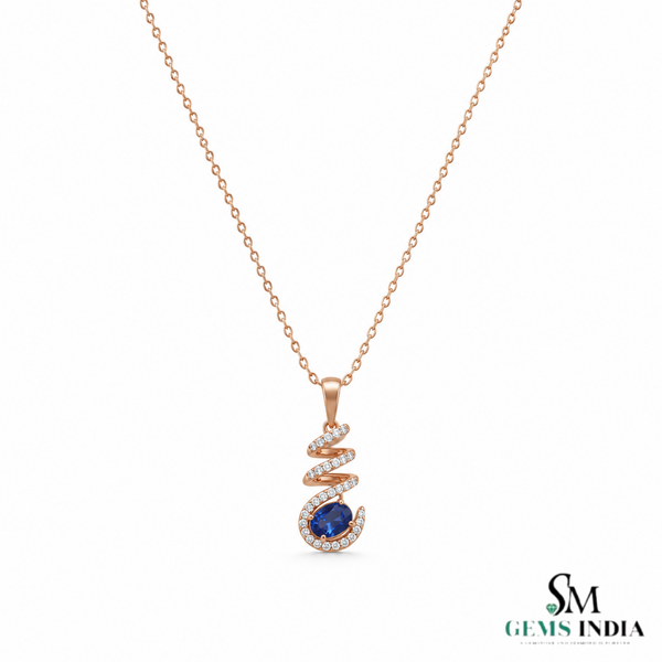 Oval Tanzanite Spiral Pendant With Diamond Accents – Gift For Her