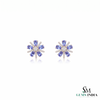 Oval Cut Tanzanite Floral Stud Earrings With Diamond - December Birthstone Earrings