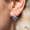 Tanzanite Flower Dangle Earrings With Diamond – Luxury Earrings Gift For Her