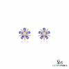 Oval Cut Tanzanite Floral Stud Earrings With Diamond - December Birthstone Earrings