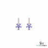 Tanzanite Flower Dangle Earrings With Diamond – Luxury Earrings Gift For Her