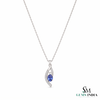Oval Tanzanite Leaf Pendant With Diamond Accents – Romantic Gift For Wife & Girlfriend