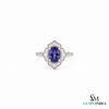 Oval Tanzanite Halo Ring With Diamond Accents – Elegant Fine Jewelry Gift For Her