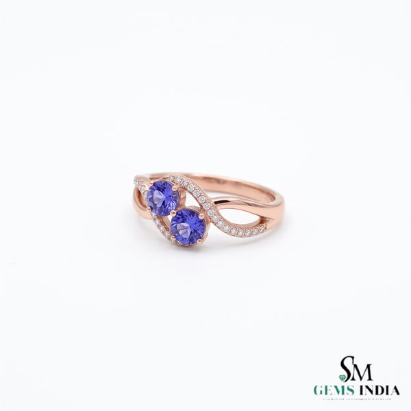 Title Blue Tanzanite Toi Et Moi Ring With Diamond Infinity Band – Engagement RIng For Her