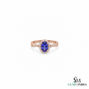 Oval Tanzanite Statement Ring With Diamond Halo and Split Band - Elegant Gemstone Jewelry