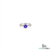 Round Cut Tanzanite Solitaire Ring With Diamond Accents - Genuine Gemstone Jewelry