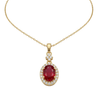 Ruby And Diamond Women Necklace In 18k Solid Gold - July Birthstone Ruby Pendant Anniversary Gift