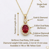 Ruby And Diamond Women Necklace In 18k Solid Gold - July Birthstone Ruby Pendant Anniversary Gift