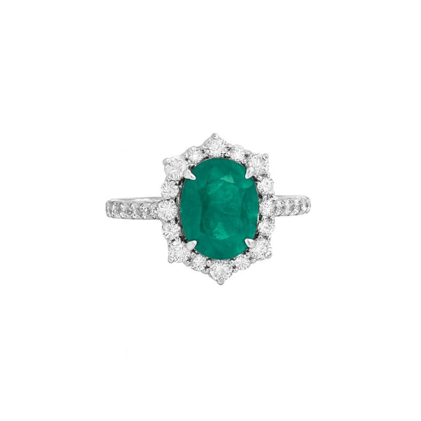 3.90 Carats Natural Zambian Emerald And Diamond Engagement Ring / Elegant May Birthstone Ring / Anniversary Wedding Gift Ring