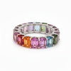 Rainbow Sapphire And Diamonds Full Eternity Band Ring: 14k Gold Prong Setting Full Eternity Band Ring