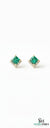Natural Emerald Princess Cut Stud Earrings with Diamond Side Accent