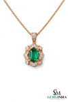 Vintage Style Emerald Cut Green Emerald Diamond Pendant