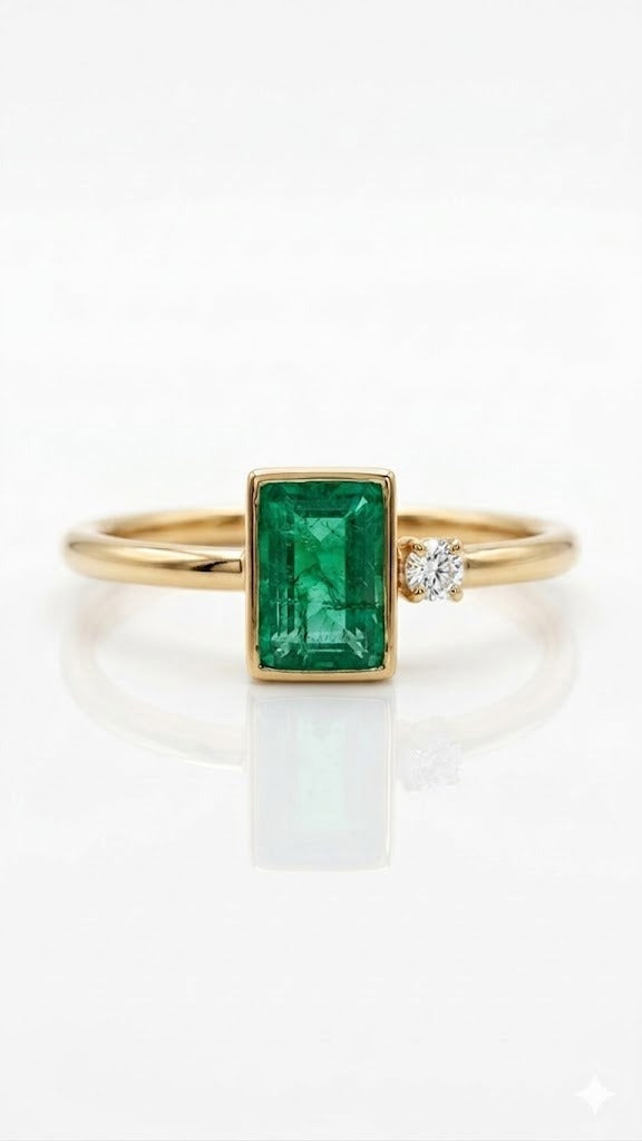 Natural Emerald Baguettes Ring