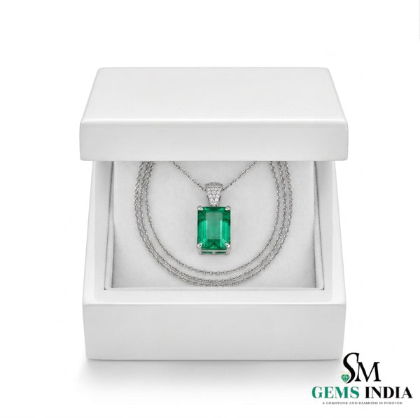 Minimalist Emerald Cut Emerald Pendant - Fine Emerald Jewelry
