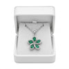 Pear Cut Emerald Flower Pendant with Diamond Halo in 18k Gold