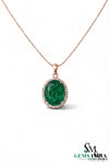 Oval Emerald & Diamond Vintage Halo Pendant - Classic Gift For her