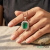 Emerald Cut Green Emerald & Diamond Halo Pendant - Fine Jewelry Emerald Pendant