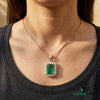 Emerald Cut Green Emerald & Diamond Halo Pendant - Fine Jewelry Emerald Pendant