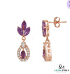 Marquise Cut and Pear Amethyst & Diamond Earrings Anniversary Gift for her