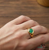 Men's Zambian Natural Emerald Ring: Vivid Green Solitaire, 18k Solid Gold