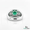 Natural Men's Vivid Green Emerald Ring: 18k Solid Gold Wedding Band