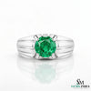 Natural Men's Vivid Green Emerald Ring: 18k Solid Gold Wedding Band