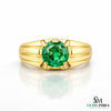 Natural Men's Vivid Green Emerald Ring: 18k Solid Gold Wedding Band