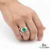 Natural Men's Vivid Green Emerald Ring: 18k Solid Gold Wedding Band