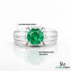 Natural Men's Vivid Green Emerald Ring: 18k Solid Gold Wedding Band