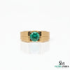 Men's 18k Gold Emerald Ring: Round Green Gemstone, May Birthstone