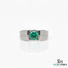 Men's 18k Gold Emerald Ring: Round Green Gemstone, May Birthstone