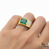 Men's Emerald Ring in 14k Solid Gold 2.80 Ctw Natural Emerald
