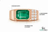 Men's Emerald Ring in 14k Solid Gold 2.80 Ctw Natural Emerald
