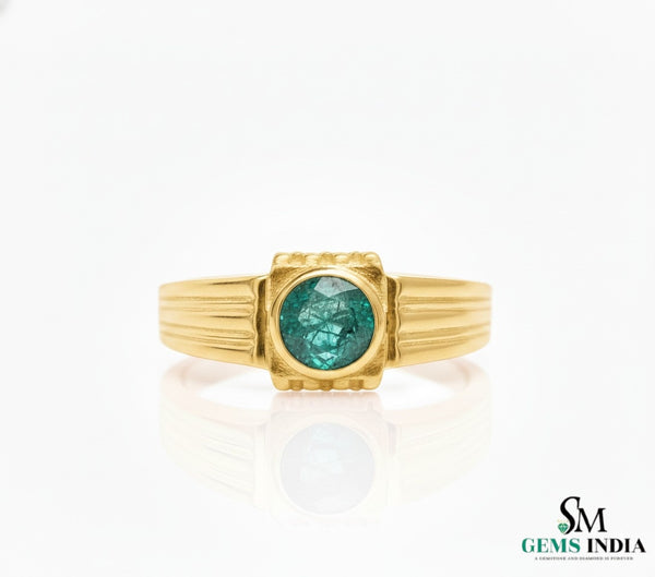 Moderner, natürlicher Smaragdring im Smaragdschliff mit Diamanten, 4 Karat Verlobungsring