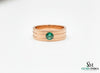 14k Solid Gold Men's Emerald Band Ring: Art Deco Wedding Anniversary