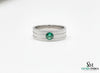 14k Solid Gold Men's Emerald Band Ring: Art Deco Wedding Anniversary