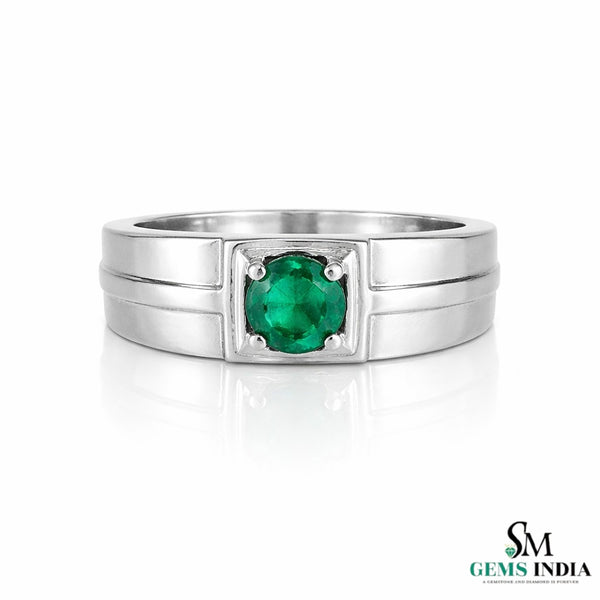1 carat natural zambian emerald mens ring in / 14k Solid Gold - Father's Day Gift