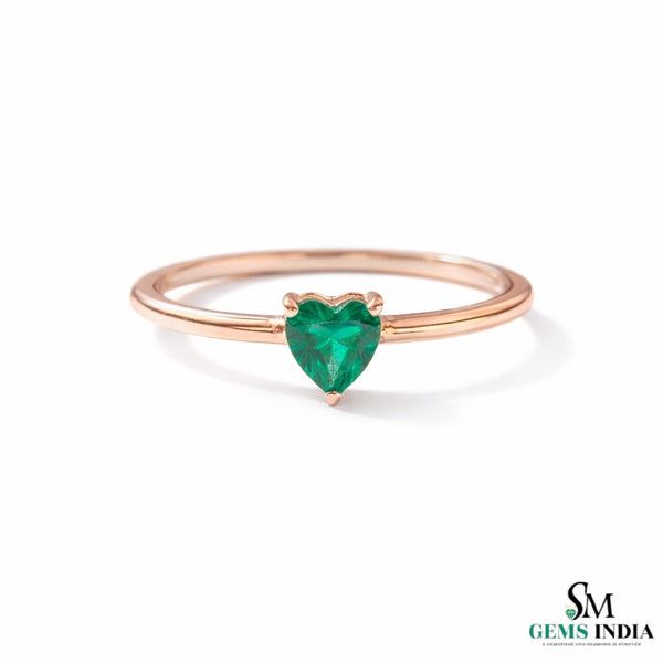 0.80 Carats Natural Emerald Solitaire Ring - 14k Solid Gold Gold Women Wedding Anniversary Gift Ring