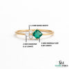Princess Cut Green Emerald Ring with Trio Diamond Accent Cluster – Minimalist Fine Jewelry