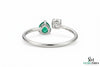 Contemporary Open Band Emerald Ring with Diamond Accent