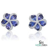 Elegant Tanzanite Blossom Stud Earrings with Diamonds