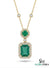 Emerald Cut Emerald Halo Pendant Necklace with Round Emerald & Diamond Accents