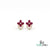 Ruby Floral Oval Halo Stud Earrings - Diamond Accent Flower Fine Jewelry